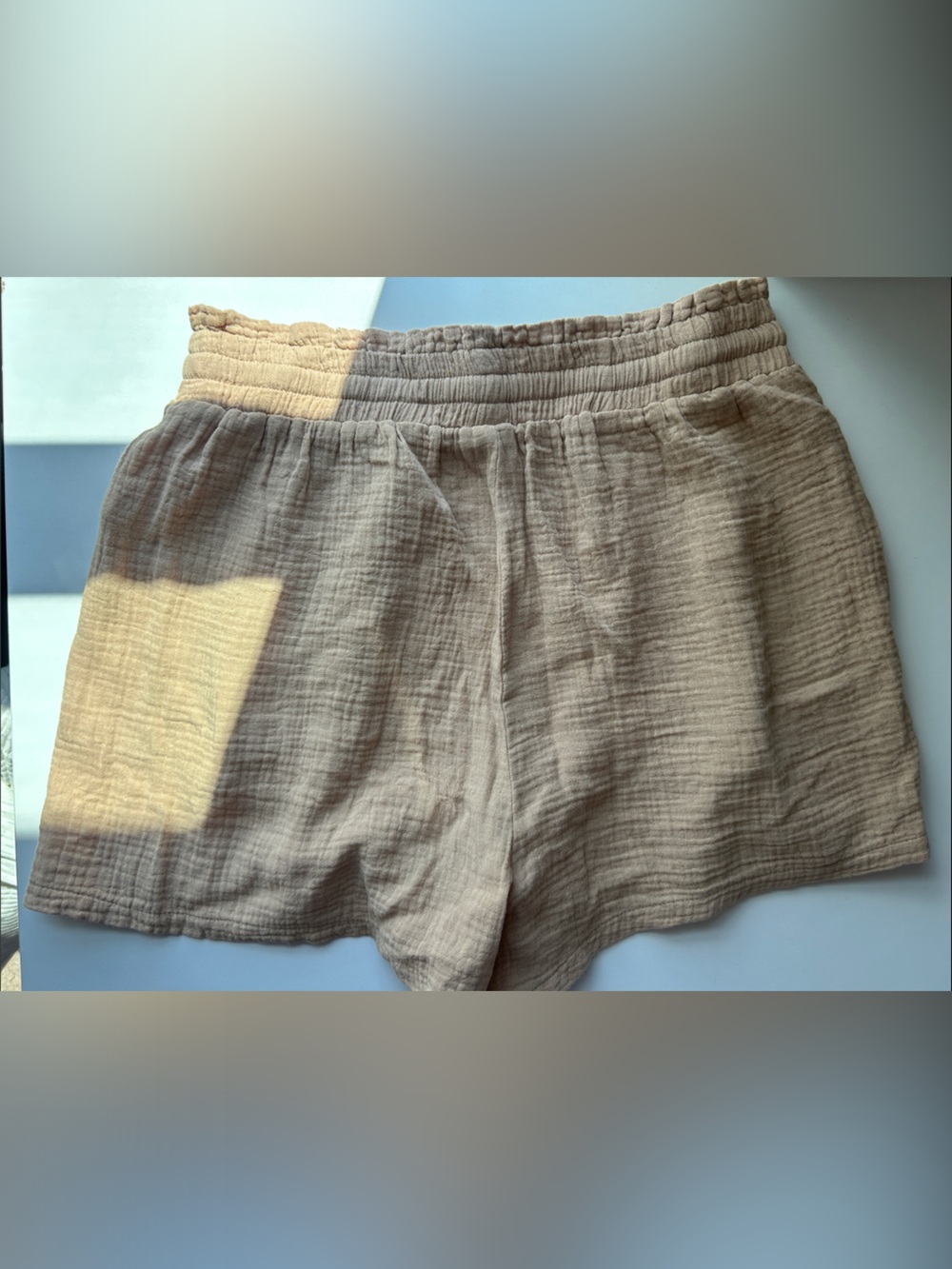 Hem & Thread Tan Textured Shorts - Picture 4 of 4
